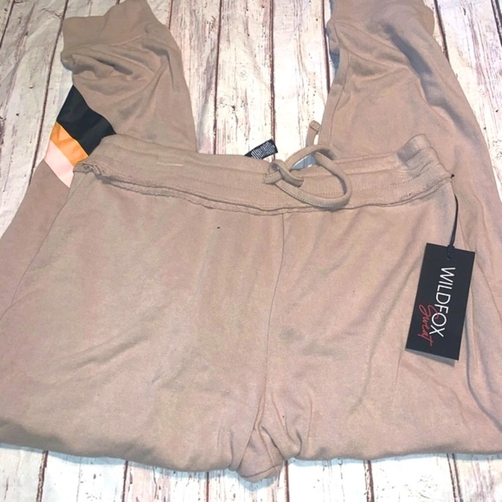 Wildfox atmosphere jogger tan striped S